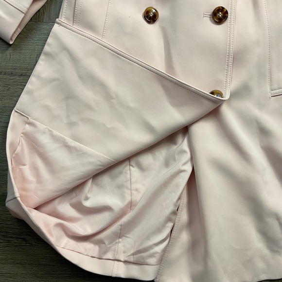 NWT H&M Double Breasted Belted Trench Coat Jacket Womens Large Light Pink Classy - Picture 6 of 9